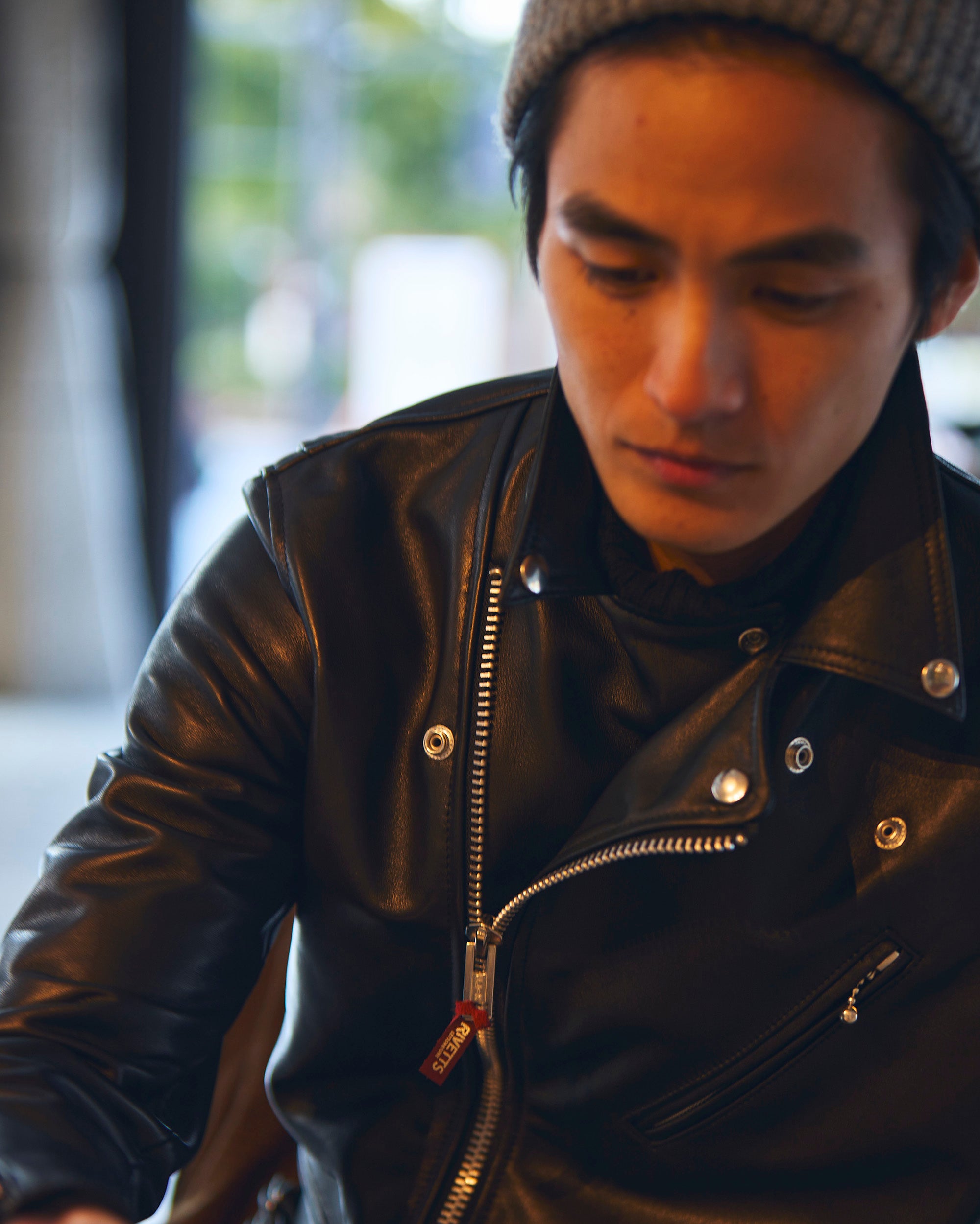 RIVETTS LIDARS JACKET / Model-C1 Croydon Regular Collar Lamb Black