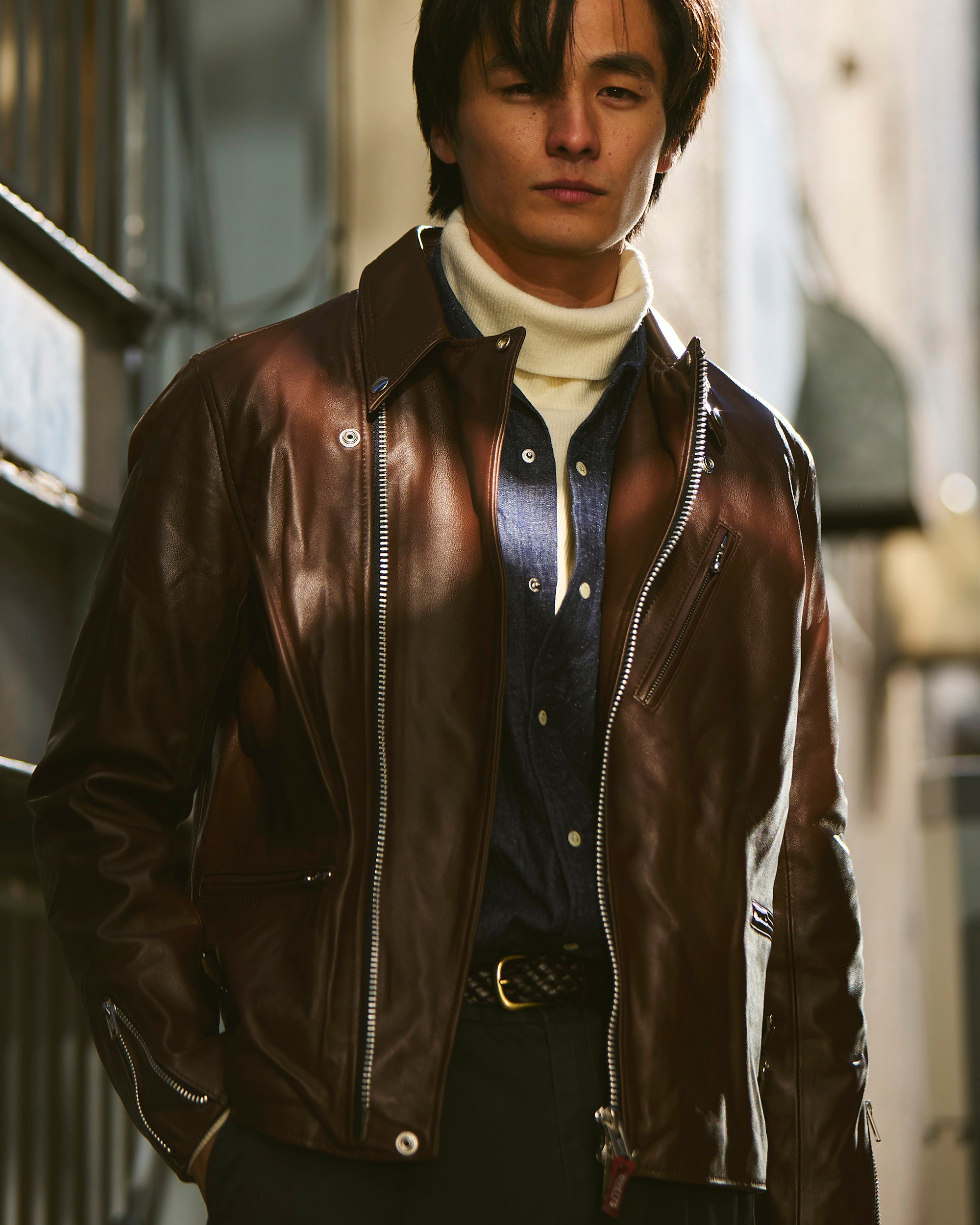 RIVETTS LIDARS JACKET / Model-C1 Croydon Regular Collar Lamb Brown