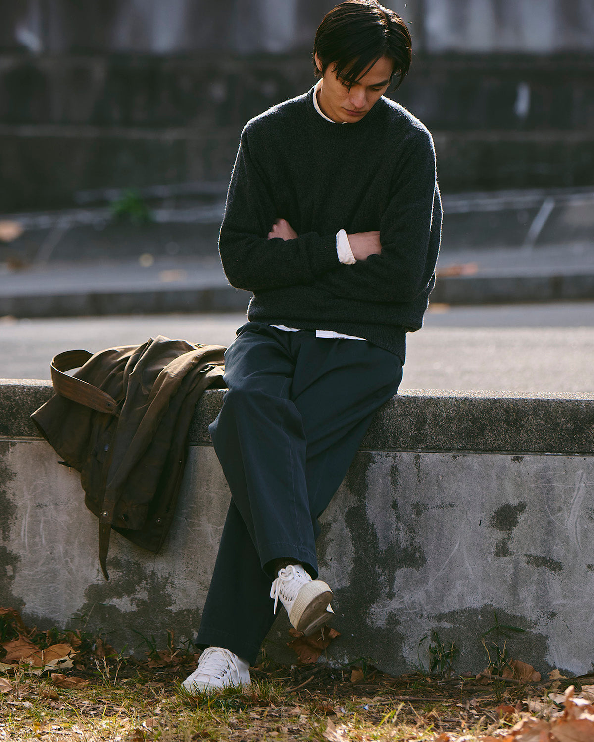 SABINE-Raglan Sleeve knit cotton / DEEP CHAROCAL