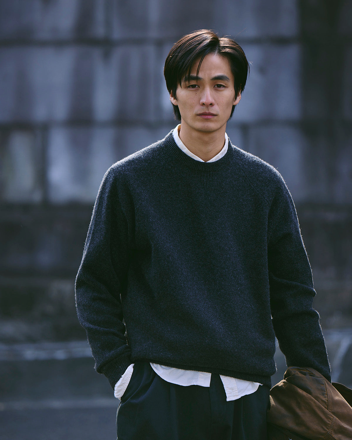 SABINE-Raglan Sleeve knit cotton / DEEP CHAROCAL